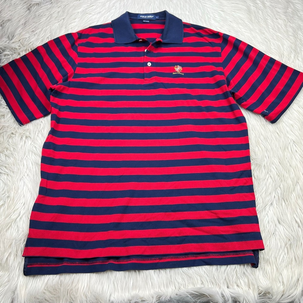 Polo Golf Ralph Lauren Men's L Blue Red Striped Polo Shirt New Albany